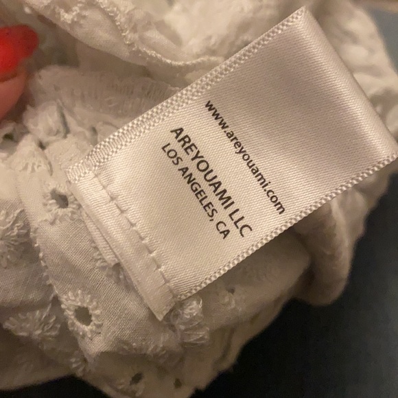 ARE YOU AM I Sappha Eyelet Top White Puff sleeve Balloon Sleeve Ruffle Bra Crop - Picture 16 of 16